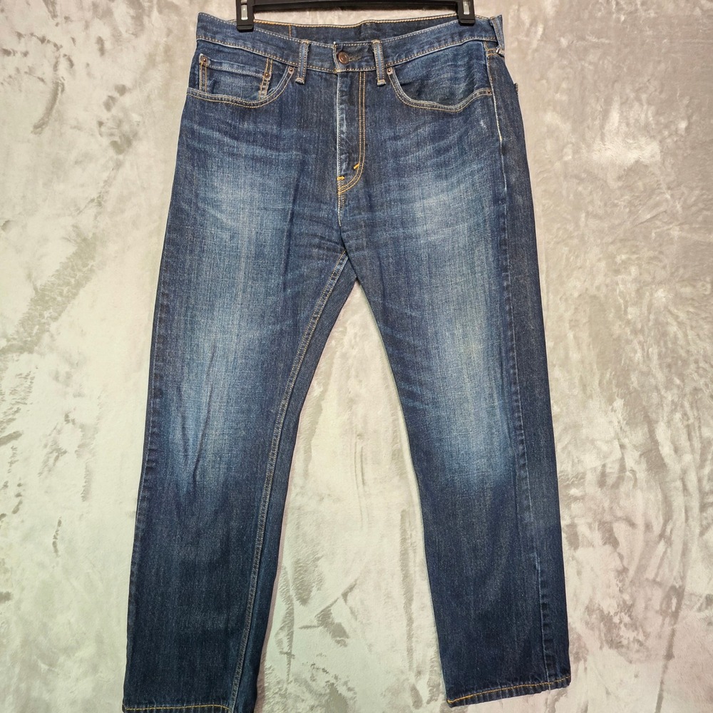 Levis 505 Regular Fit Jeans Mens 34x30 Dark Wash Indigo Straight Leg Denim 1283